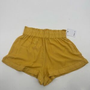 NWT O'Neill Carla Cotton Gauze High Rise Pull On Shorts Mustard Yellow